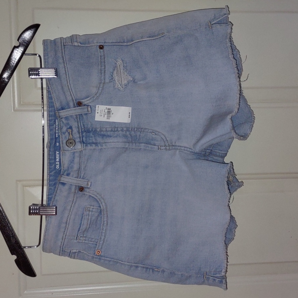 Old Navy | High-Rise OG Lt. Denim Ripped Short 3" Inseam 11" Rise Size 10 NWT